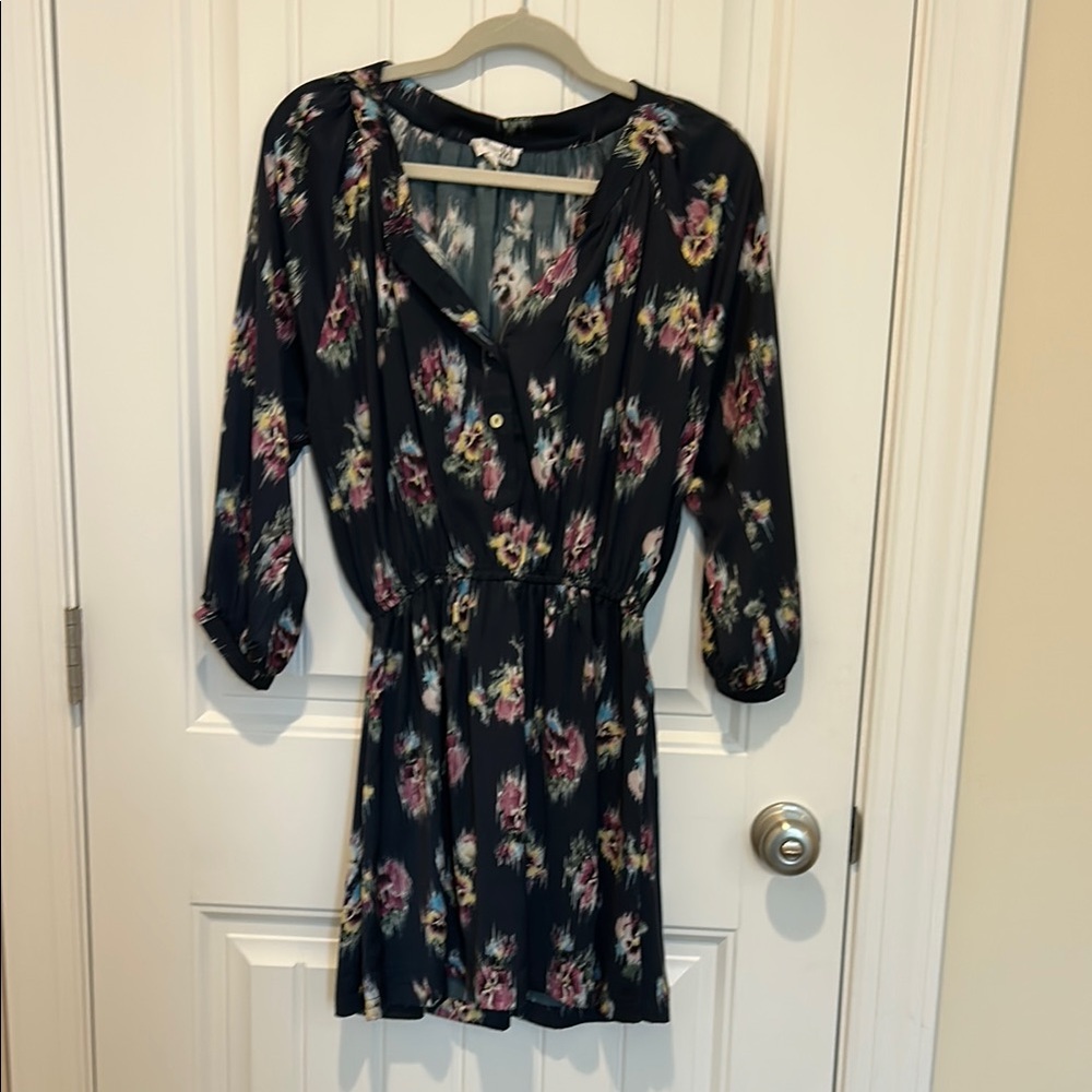 Floral Button-Up Skater Dress with elastic waist